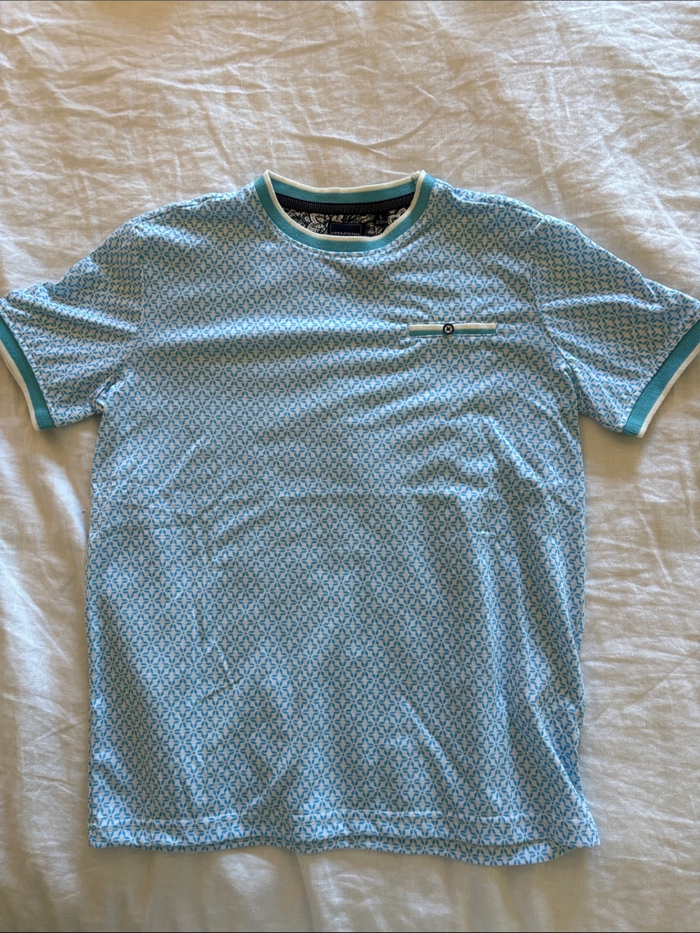 Kids Light Blue Patterned Short Sleeve Tee